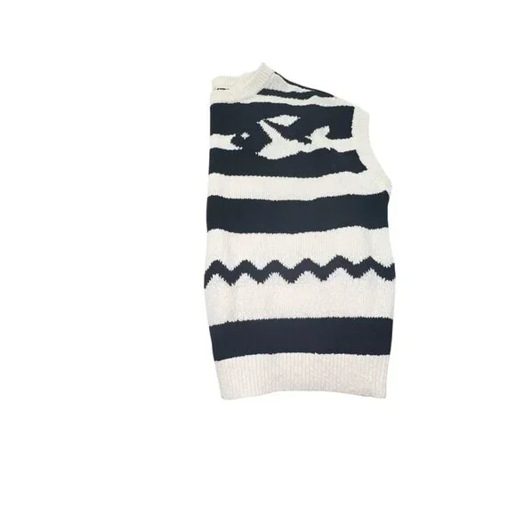 Maeve Anthropologie Navy Fish motif cap sleeve sweater LP - Picture 3 of 7